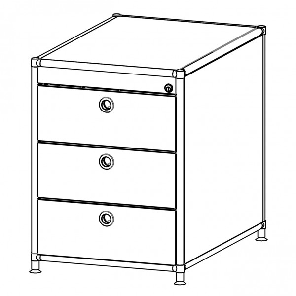 Container 60 cm. 3+1 Schubladen