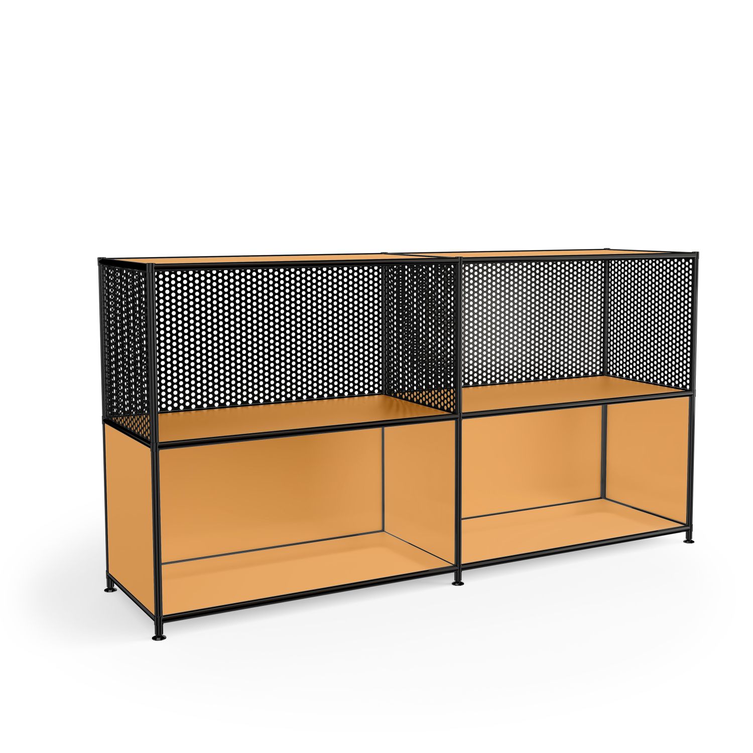 Sideboard "Ambience Style" mit schwarzen Lochblechen und schwarzem Gestänge