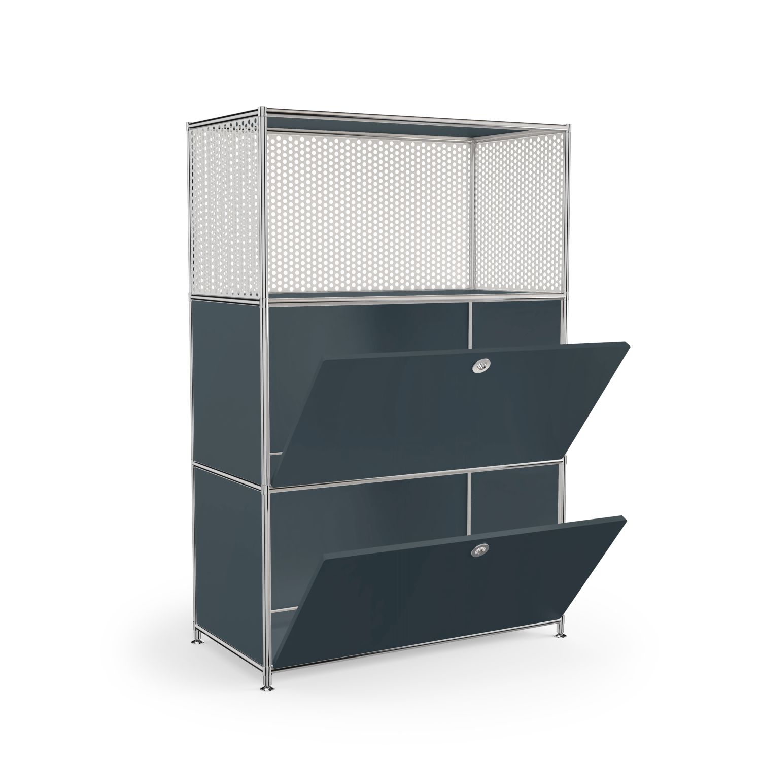 Regal  mit weißen Lochblechen