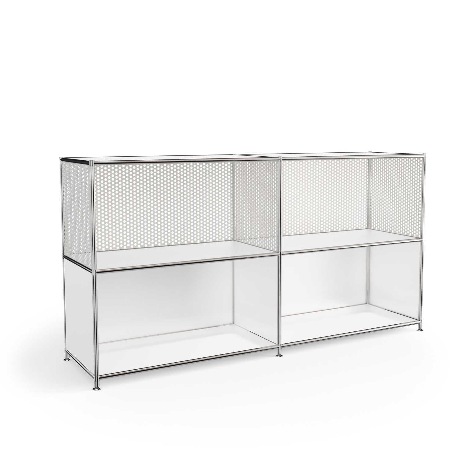 Sideboard mit weißen Lochblechen